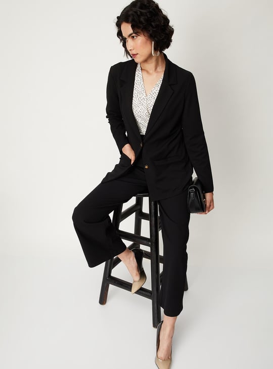 Womens Solid Knitted Formal Blazer