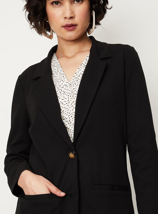 Womens Solid Knitted Formal Blazer
