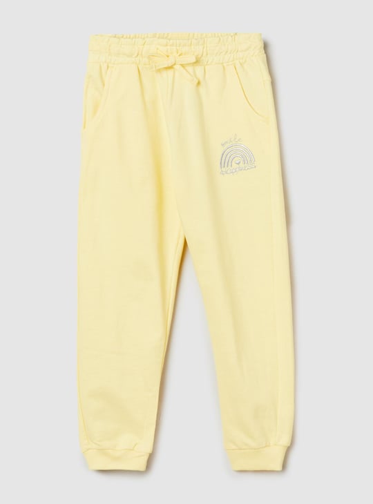 Girls Solid Drawstring Waist Joggers