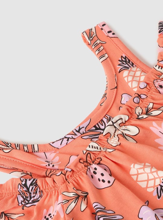 Girls Printed Cold Shoulder Top