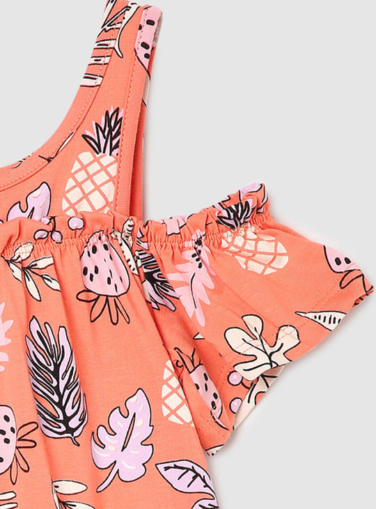 Girls Printed Cold Shoulder Top