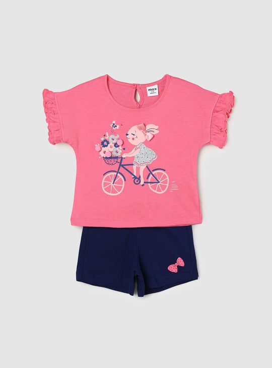 Girls Printed Sleepwear Shorts Set