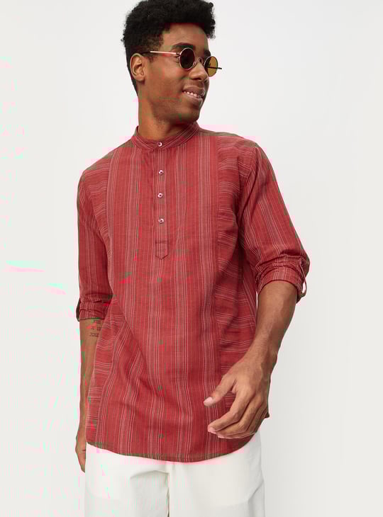 Men Striped Short Kurta