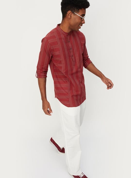 Men Striped Short Kurta