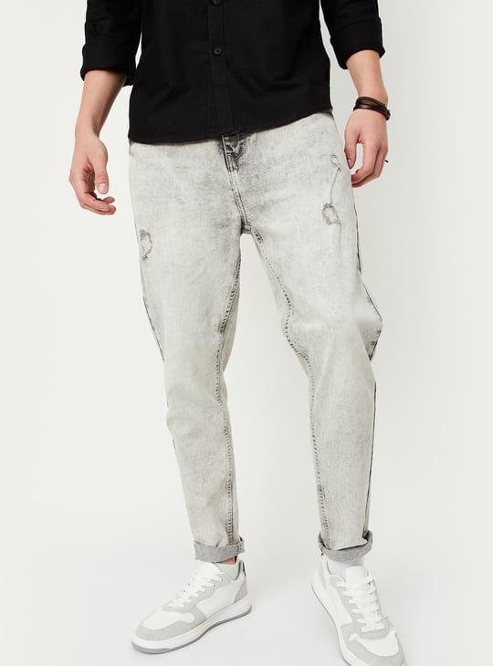 Men Acidwashed Carrot Fit Jeans