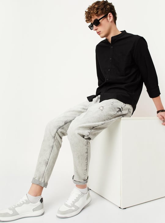 Men Acidwashed Carrot Fit Jeans