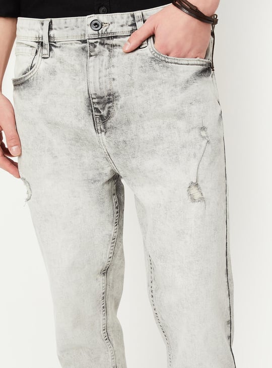 Men Acidwashed Carrot Fit Jeans
