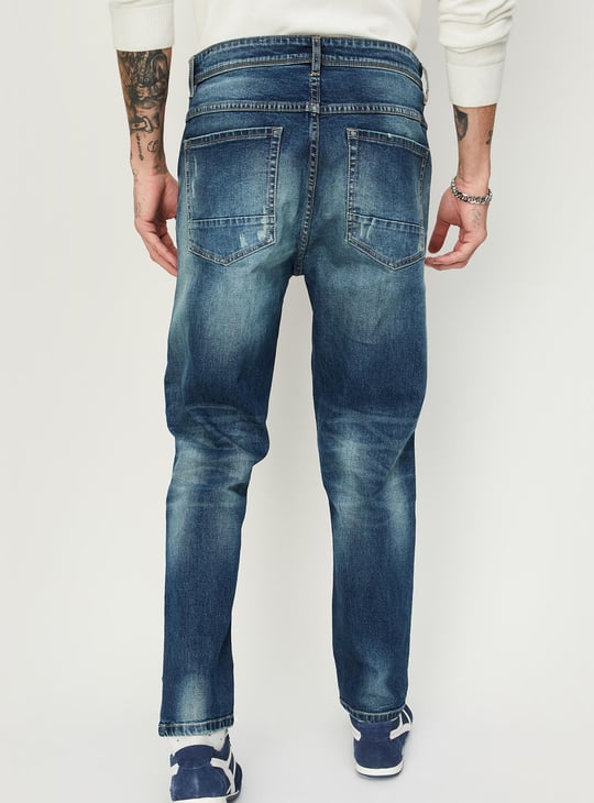 Men Carrot Fit Distressed Jeans