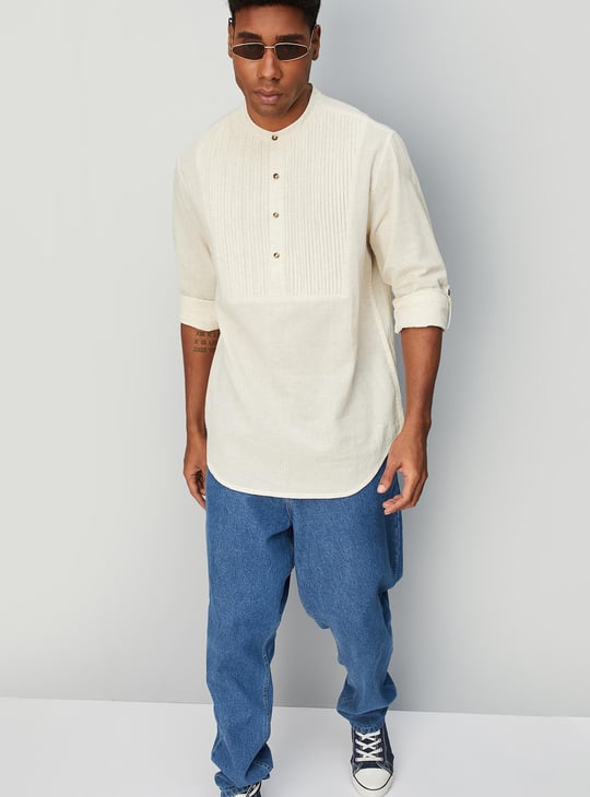 Men Pintuck Yoke Short Kurta