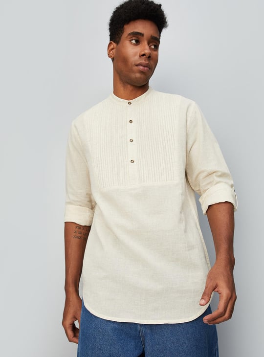 Men Pintuck Yoke Short Kurta