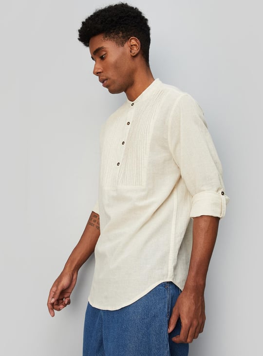 Men Pintuck Yoke Short Kurta