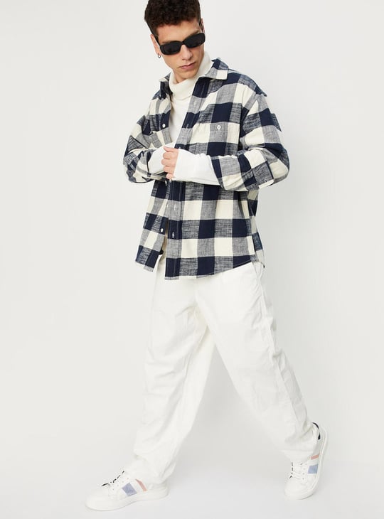 Men Oversized Checked Shirt