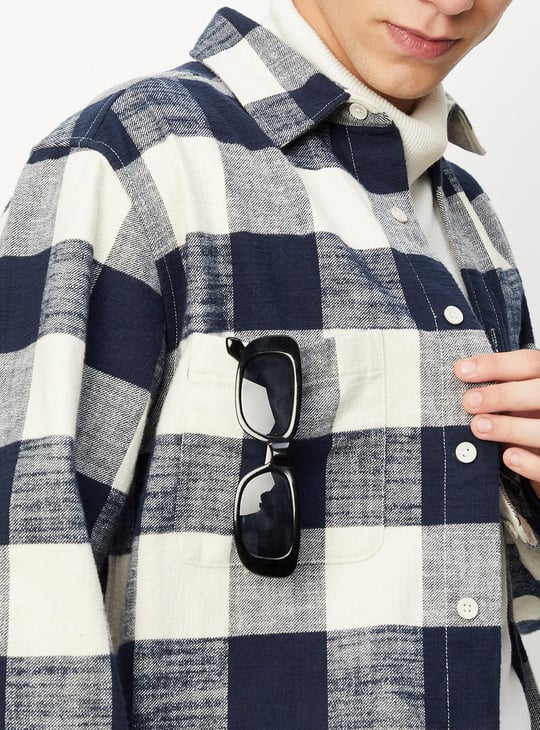 Men Oversized Checked Shirt