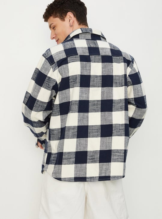 Men Oversized Checked Shirt