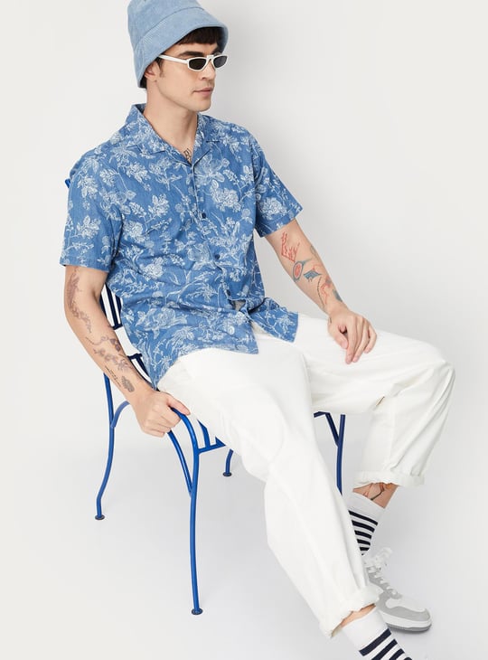 Men Printed Resort Collar Shirt