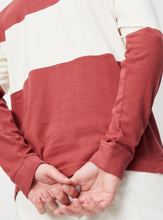 Men Striped Full Sleeve Polo T-shirt