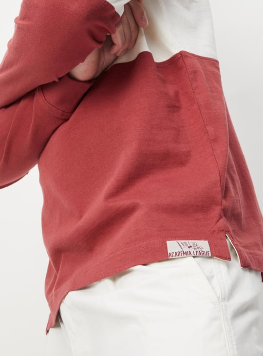 Men Striped Full Sleeve Polo T-shirt