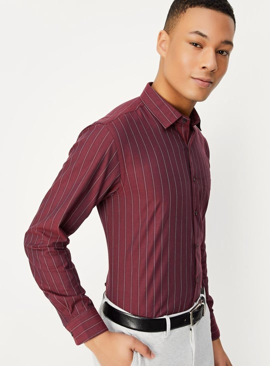 Men Slim Fit Striped Formal Shirt