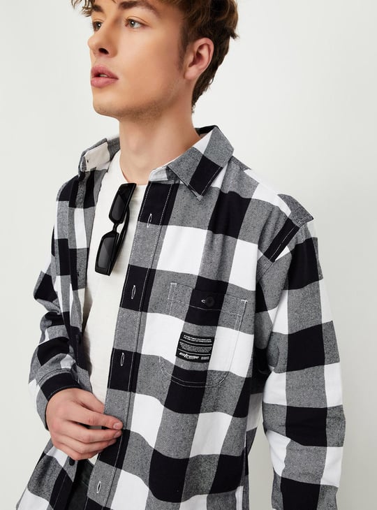 Men Relaxed Fit Checked Over Shirt