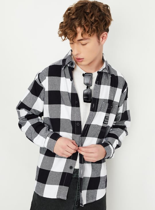 Men Relaxed Fit Checked Over Shirt