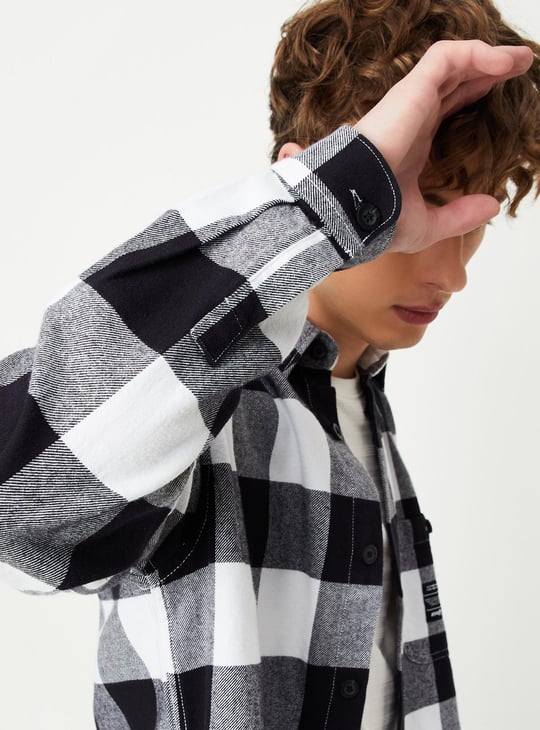 Men Relaxed Fit Checked Over Shirt