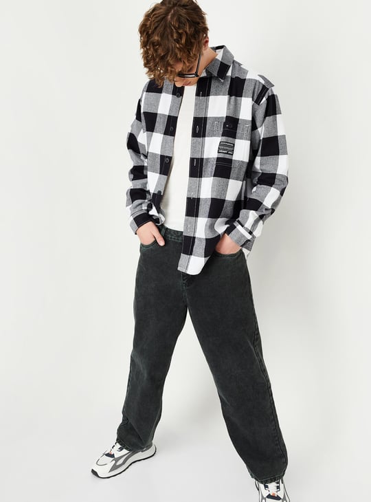 Men Relaxed Fit Checked Over Shirt