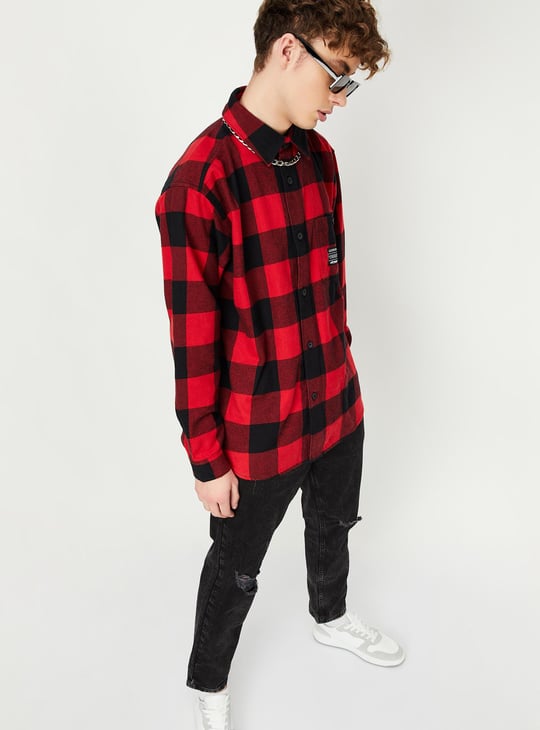 Men Relaxed Fit Checked Over Shirt