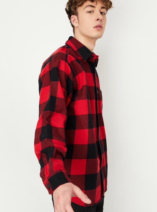 Men Relaxed Fit Checked Over Shirt
