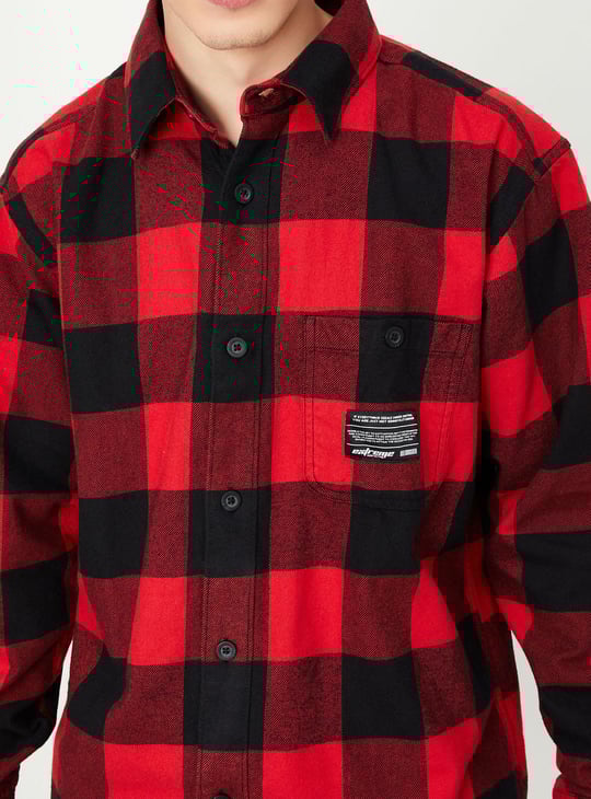 Men Relaxed Fit Checked Over Shirt