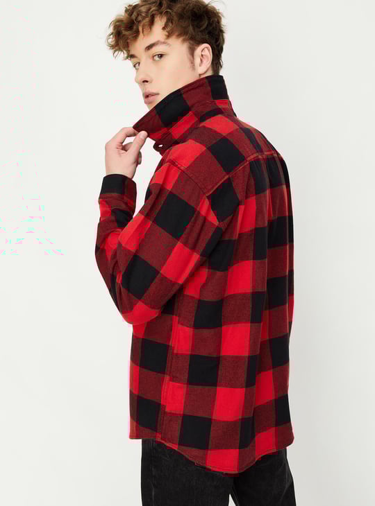 Men Relaxed Fit Checked Over Shirt