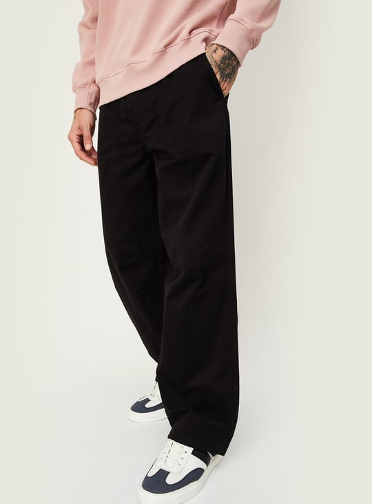 Men Solid Relaxed Fit Trousers