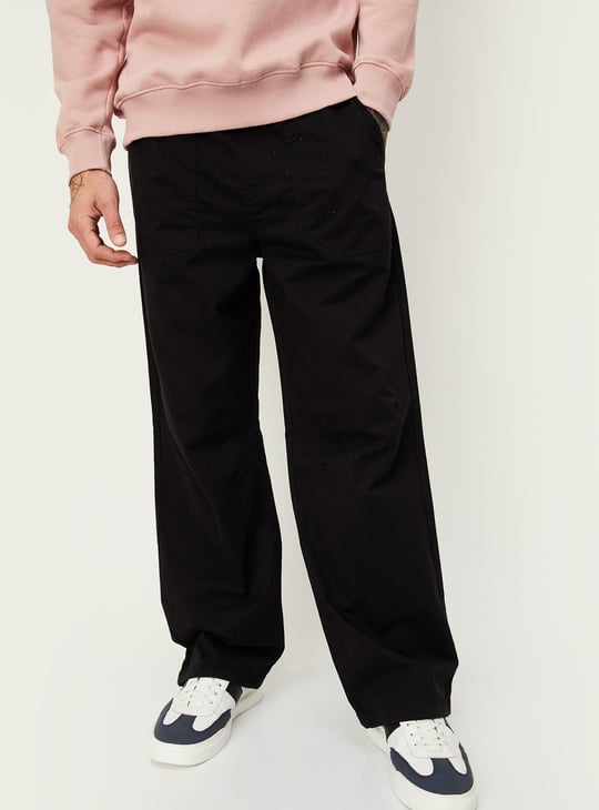 Men Solid Relaxed Fit Trousers