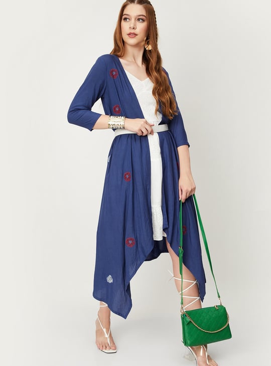 Women Embroidered Asymmetric Koti Jacket