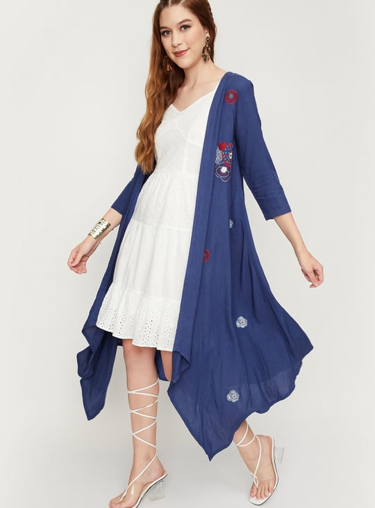 Women Embroidered Asymmetric Koti Jacket