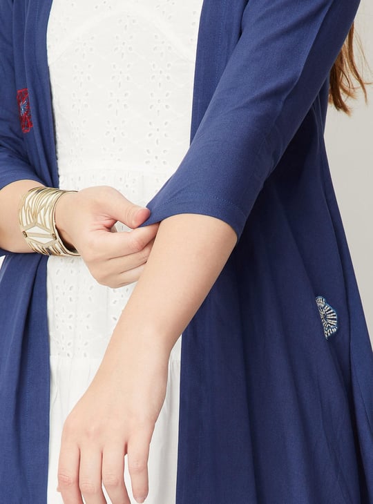 Women Embroidered Asymmetric Koti Jacket