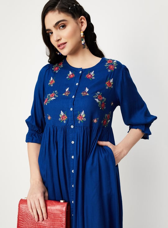Women Embroidered Fit & Flare Dress | Embroidered Women Embroidered Fit & Flare Dress | Embroidered