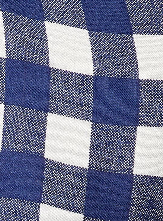 Women Checked Puffed Sleeves A-line Dress