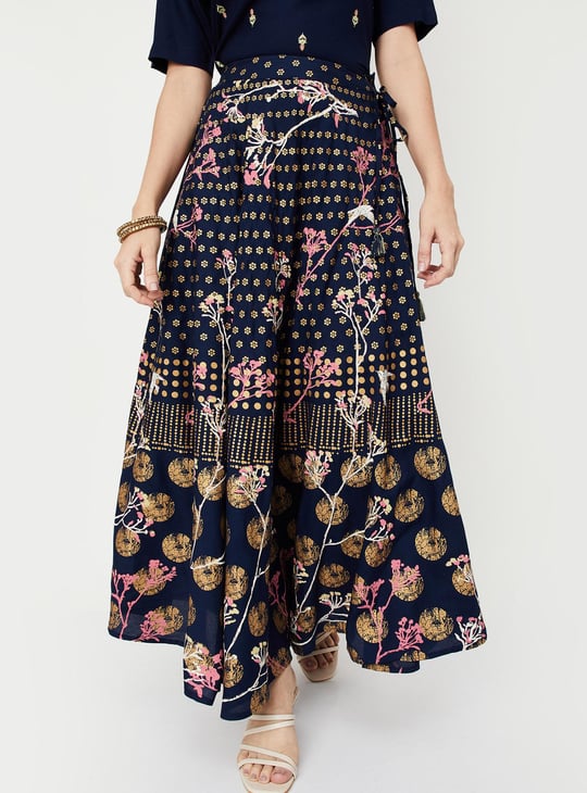 Women Floral Print Maxi Skirt