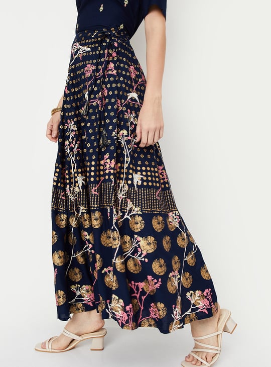 Women Floral Print Maxi Skirt
