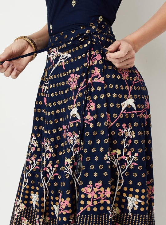 Women Floral Print Maxi Skirt