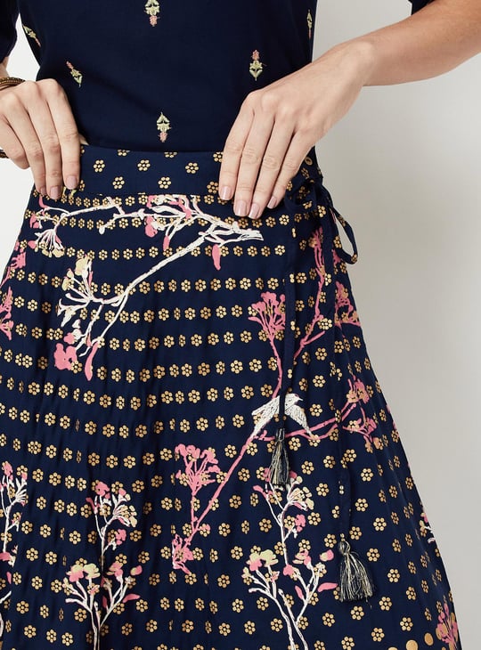 Women Floral Print Maxi Skirt