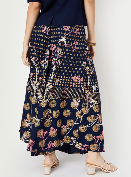 Women Floral Print Maxi Skirt