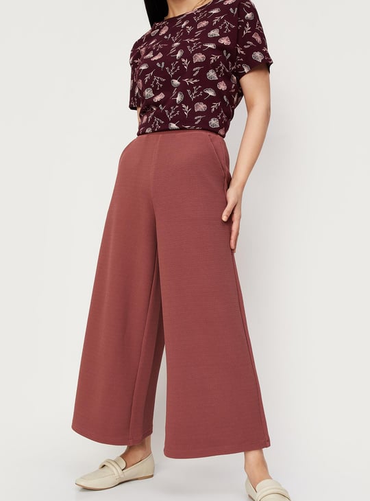 Women Jacquard Wide Leg Trousers
