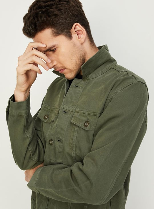 Mens olive denim jacket best sale