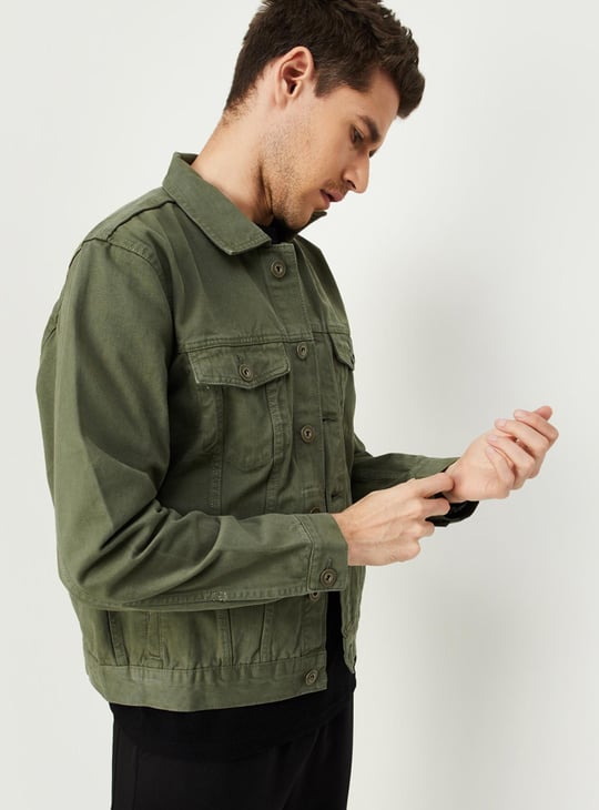 Men Solid Denim Jacket