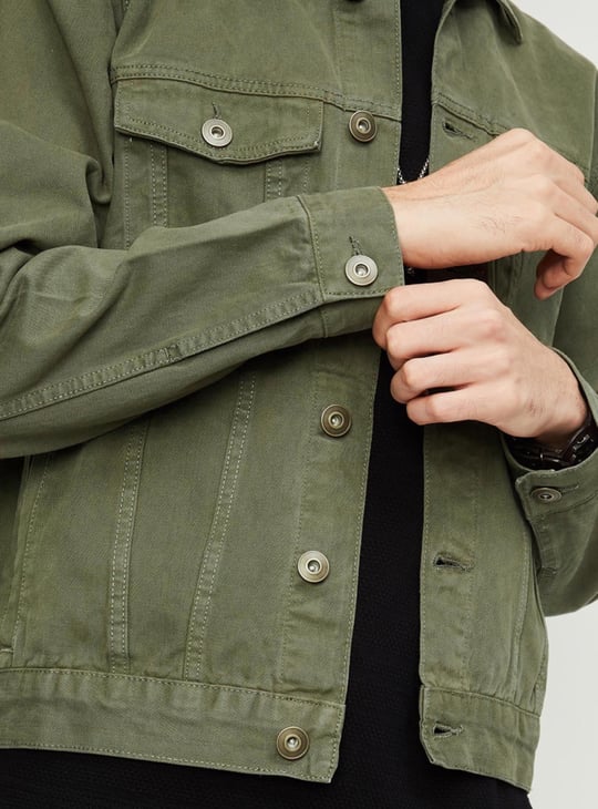 Men Solid Denim Jacket