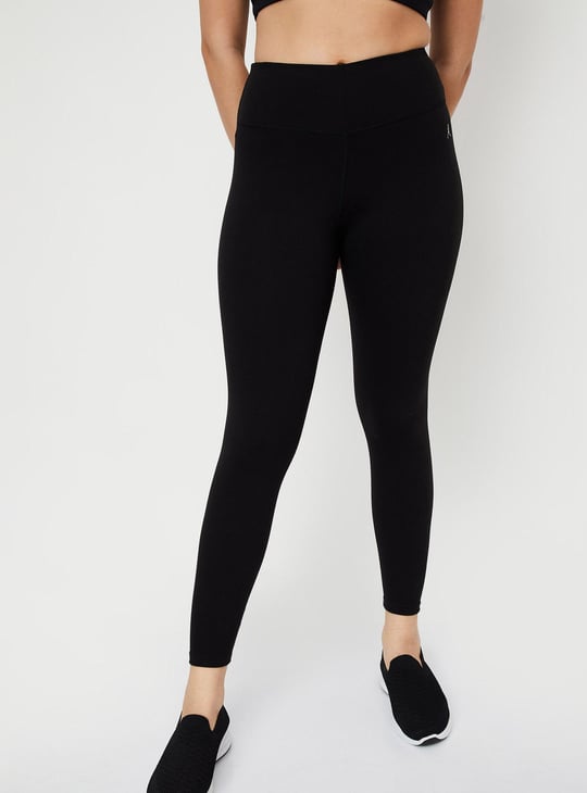 Women Solid Sports Tights Black Solid