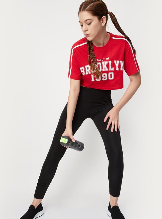Women Typographic Printed Crop T-shirt