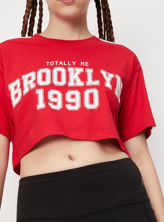 Women Typographic Printed Crop T-shirt