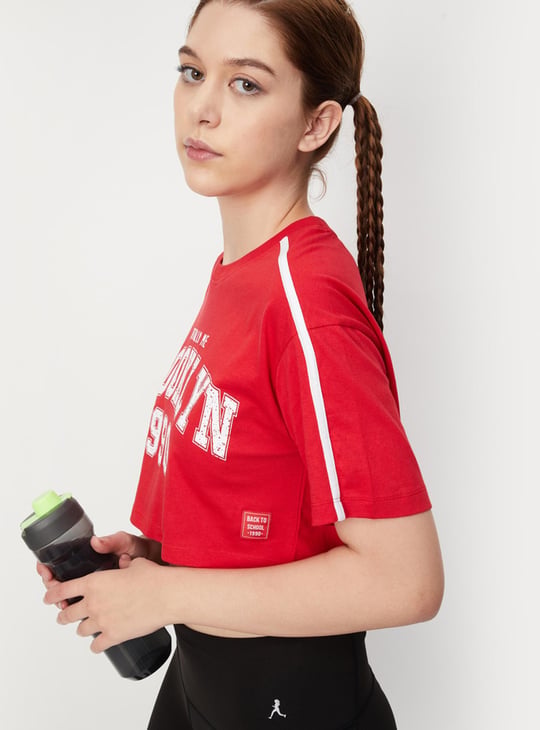 Women Typographic Printed Crop T-shirt